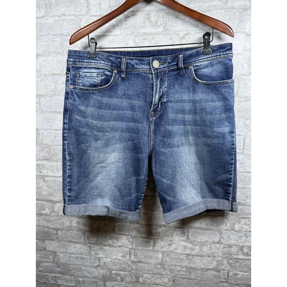 Soft Surroundings Denim Shorts Women 16 Blue Stretch Cuffed Summer Capsule Chic
